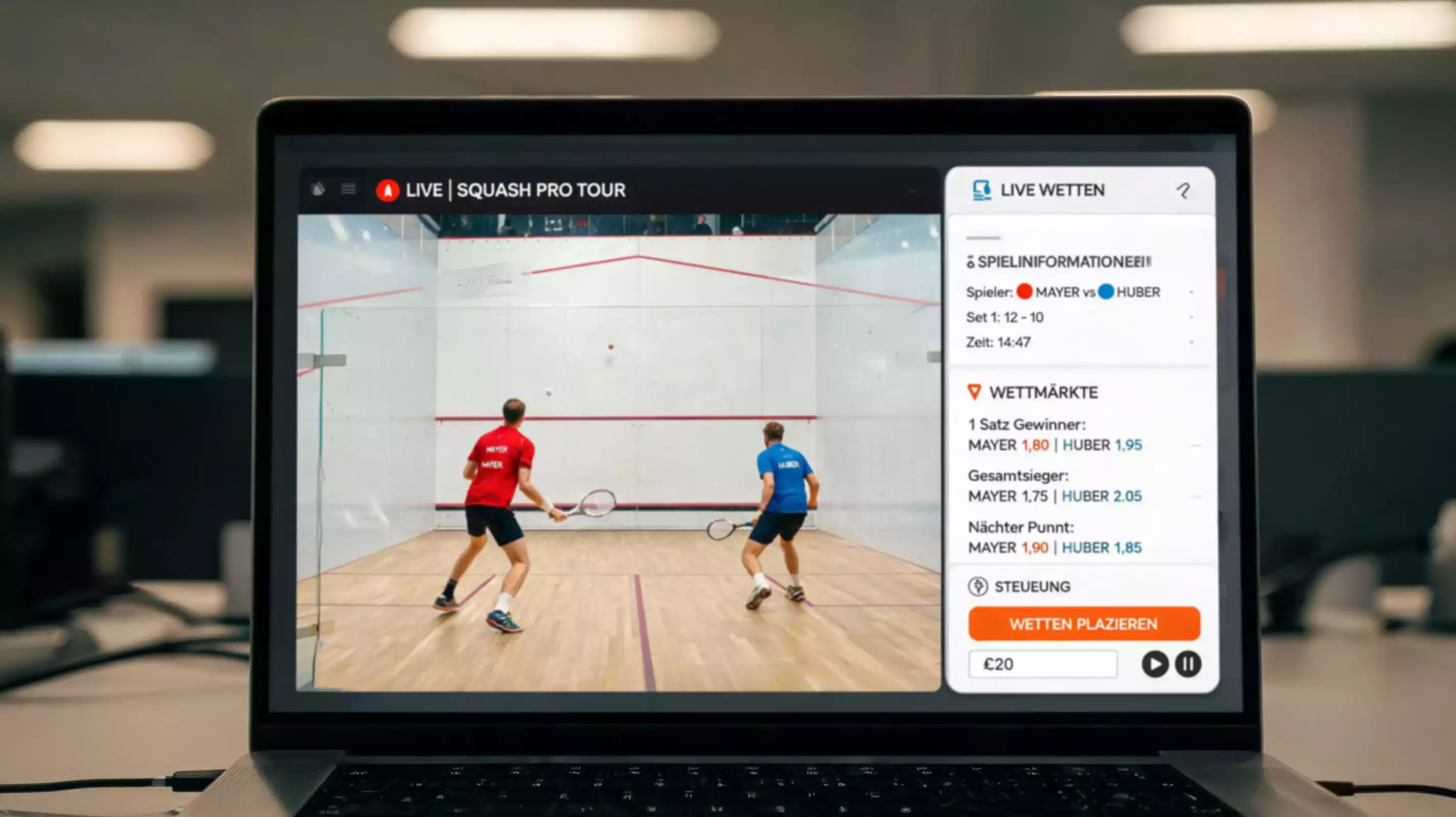 Bet365 Live-Streaming Squash – PSA-Tour-Matches direkt im Browser verfolgen und live wetten