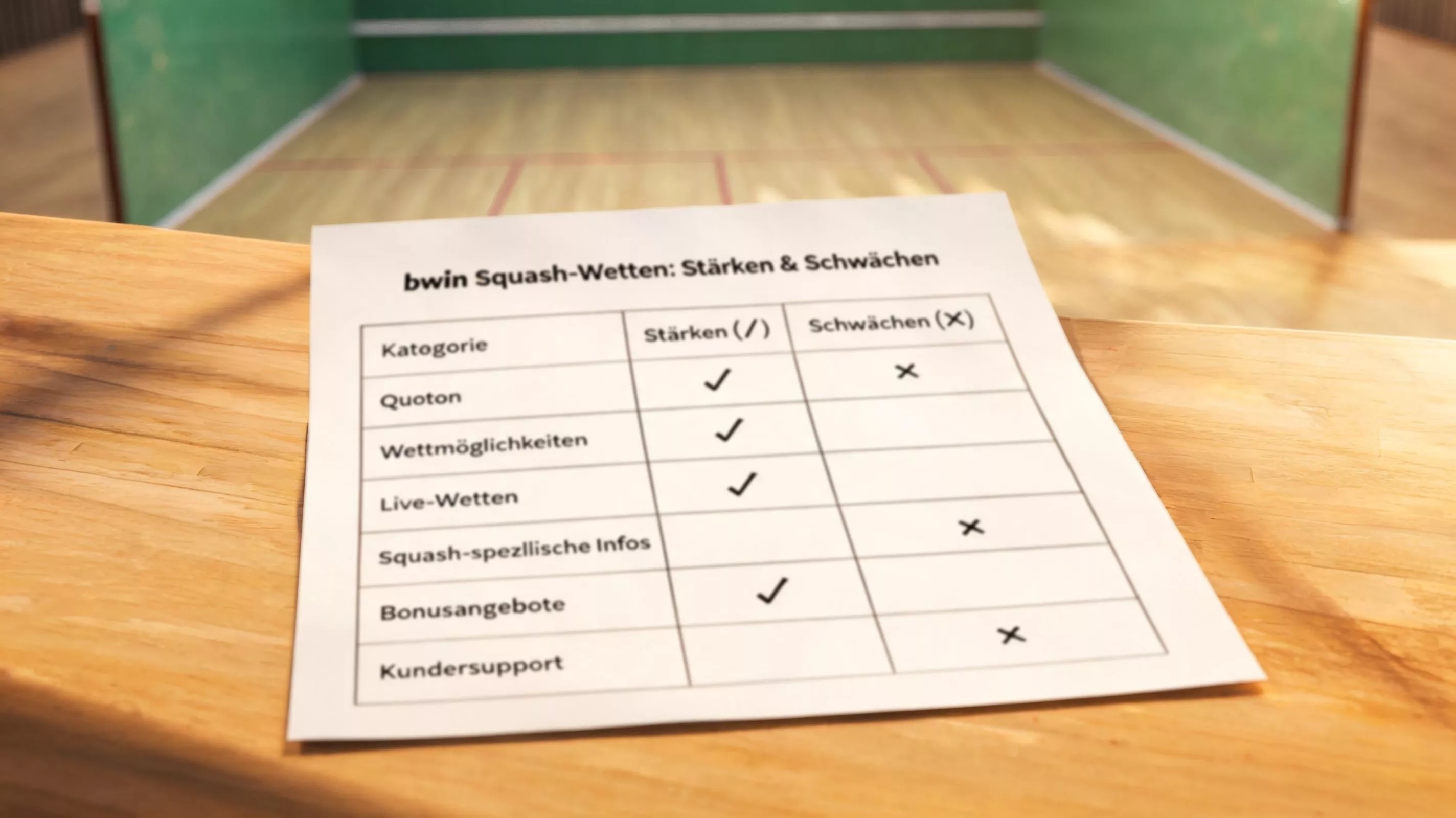 bwin Squash-Wettanbieter Fazit – Stärken und Schwächen für Squash-Wetter in Deutschland im Überblick
