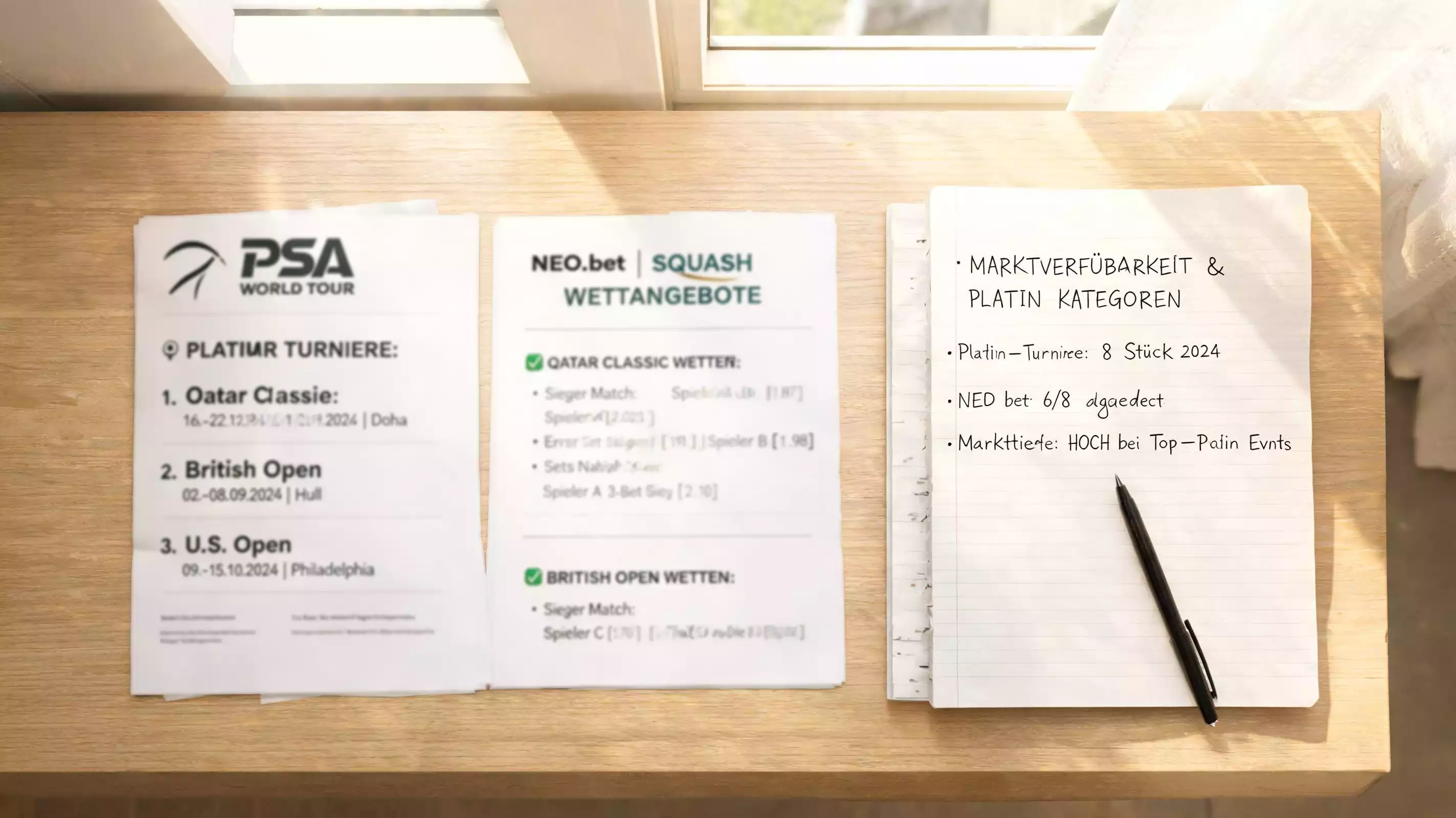 NEO.bet Squash-Angebot im Detail – PSA-Tour-Matches, verfügbare Märkte und Turniertiefe