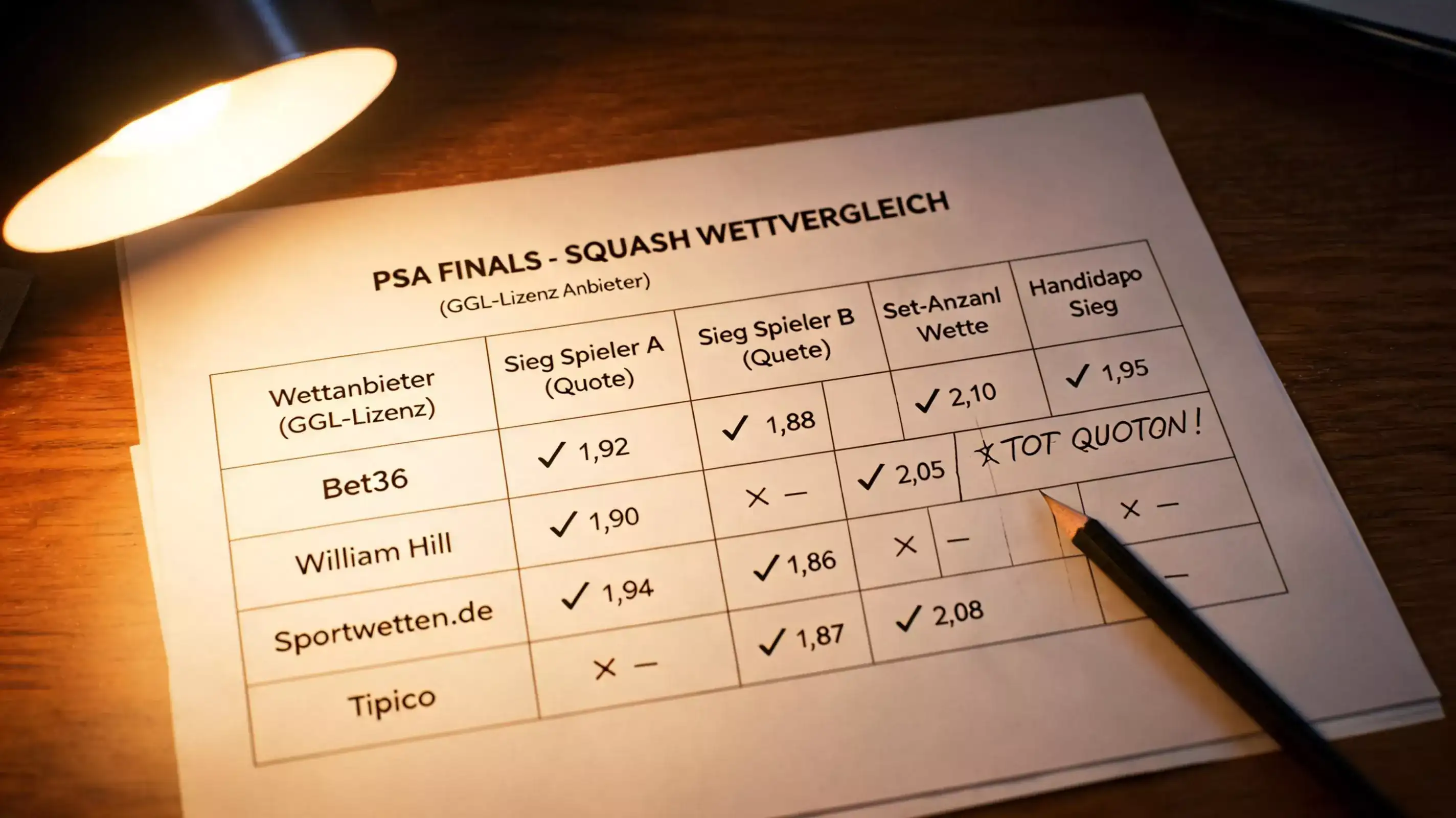 PSA World Tour Finals Anbieter Märkte – welche deutschen GGL-lizenzierten Buchmacher Outright-Wetten anbieten