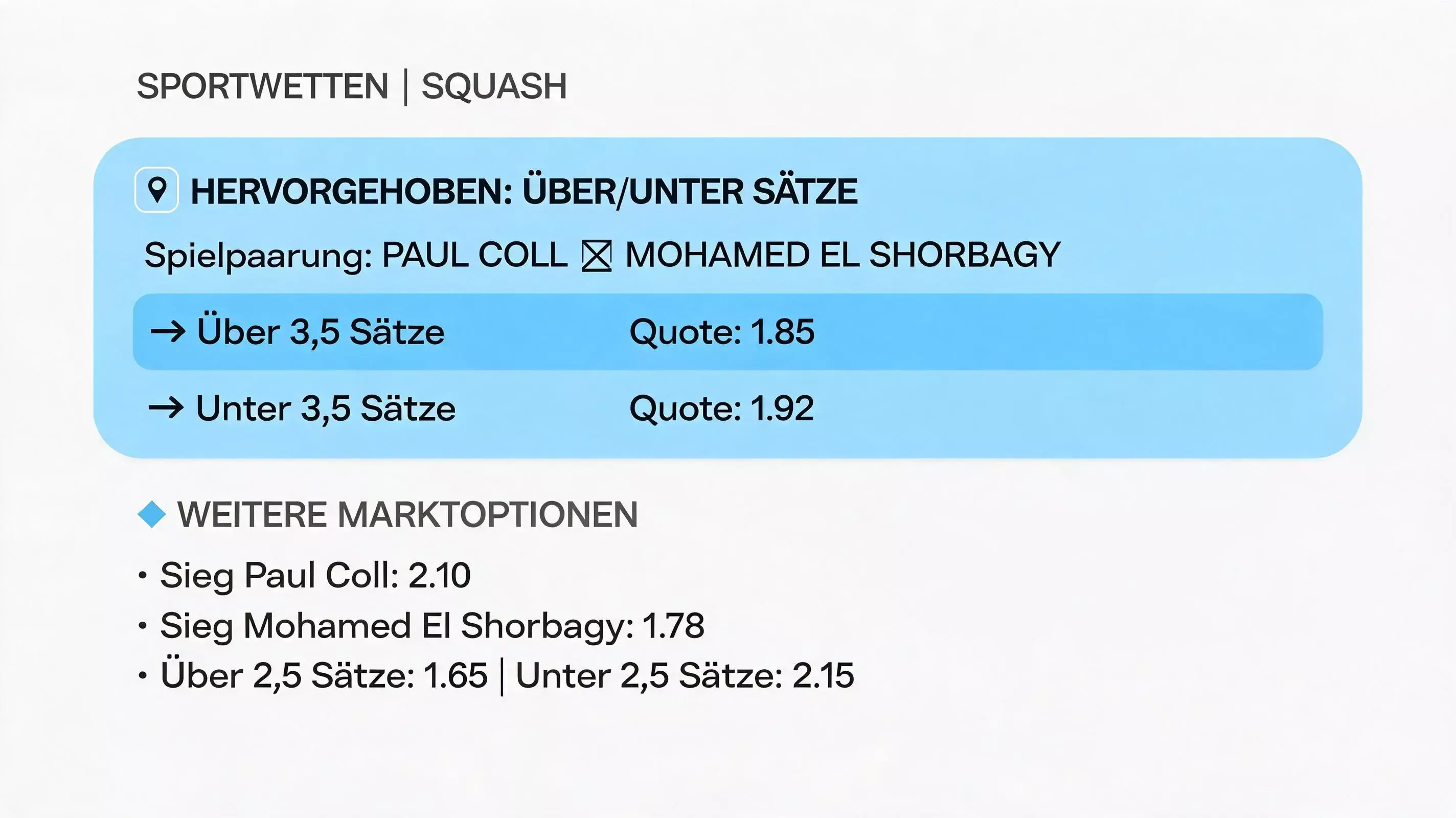 Squash Über Unter Wetten beliebtester Markt – Struktur und Beliebtheit bei deutschen Squash-Wettern