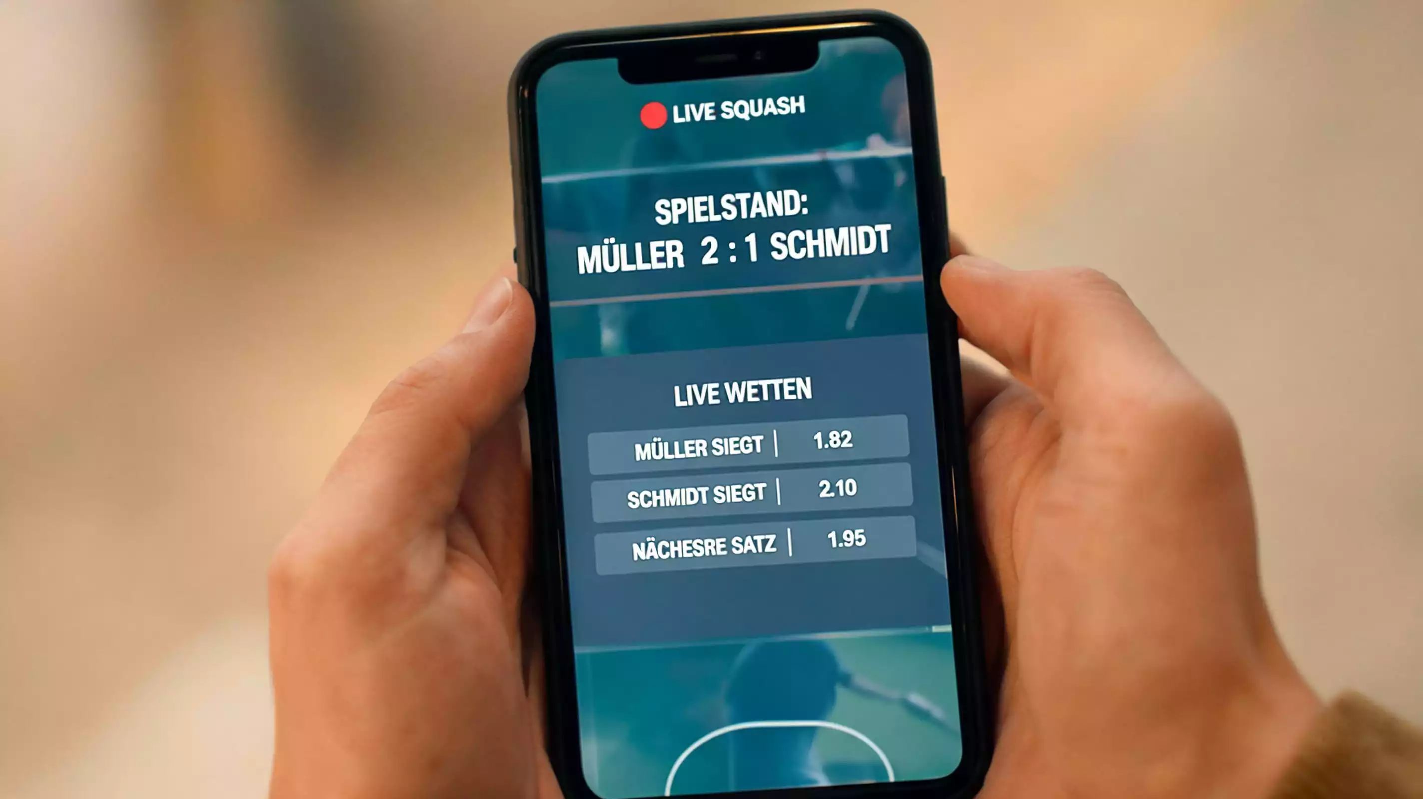 Squash Live-Wettmärkte in der Buchmacher-App – In-Play-Angebot für PSA-Partien auf dem Smartphone